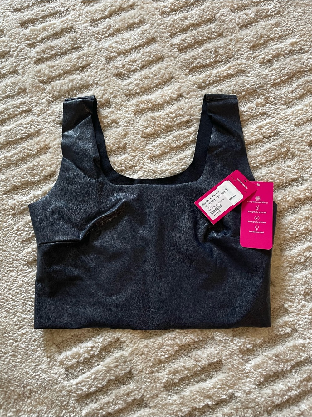 Commando dark navy faux leather Seamless Crop Top